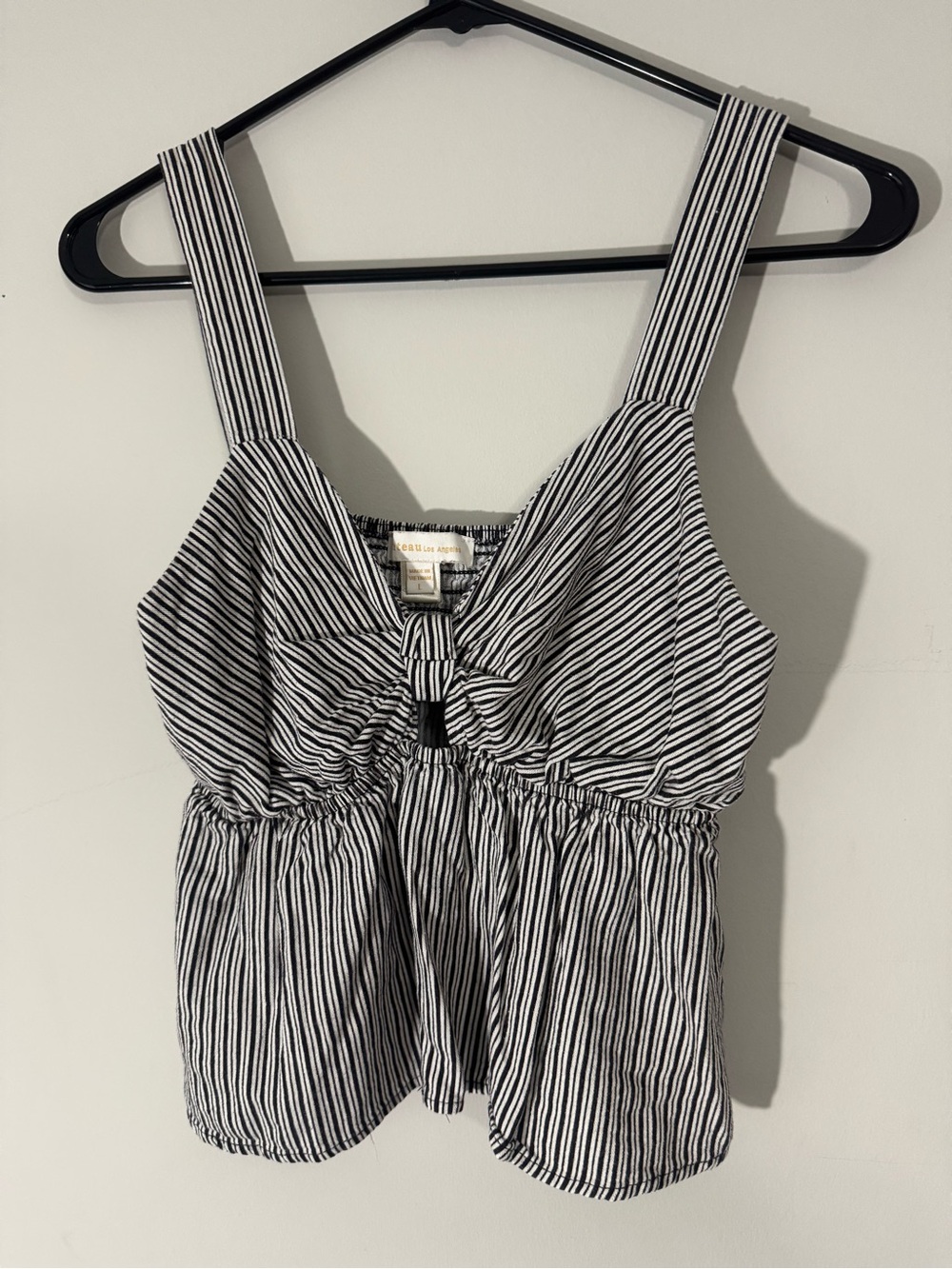 Striped Black & White Tie-Front Camisole